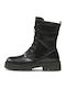 Leather Women's Ankle Boots with Fur Black
