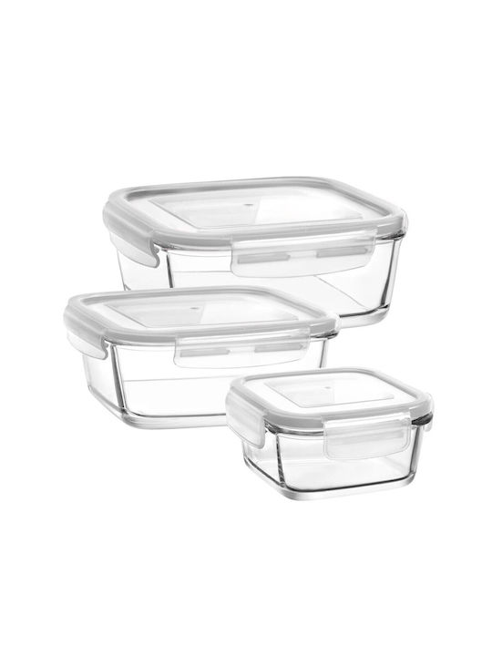 Kosova Cutie pentru Mâncare Sticlă Transparent 3buc