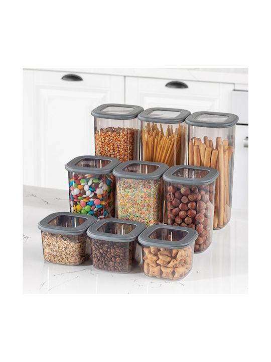 Hermia Set 9Stück Allgemeine Verwendung Glasgefäße mit Kunststoffverschluss Transparent 550ml