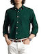 Long-sleeved Denim Shirt Green