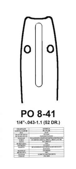 Visco Parts 8-41 Lame pentru drujbe 20cm (8") pentru lanț cu Pas 1/4", Grosimea dintelui .043"-1.1mm & Numărul de dini 52E