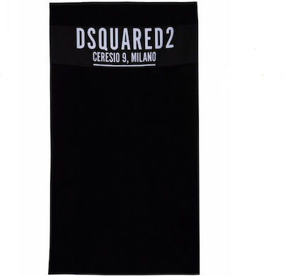 Dsquared2 Cerecio 9 Milano Prosop de Plajă Bumbac Neagră 180x100cm.