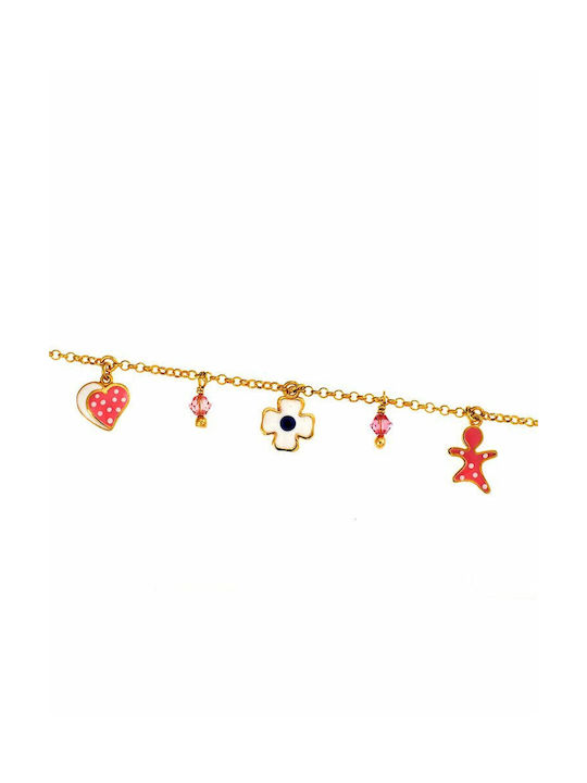 Kids Gold Plated Silver Chain Bracelet with Cross for Girl