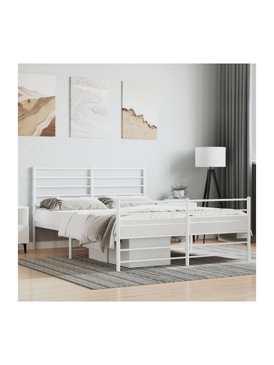 Κρεβάτι Ημίδιπλο Μεταλλικό Λευκό με Τάβλες για Στρώμα 120x200cm