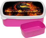 Mortal Kombat Kids Lunch Plastic Box Pink L18xW13xH6cm