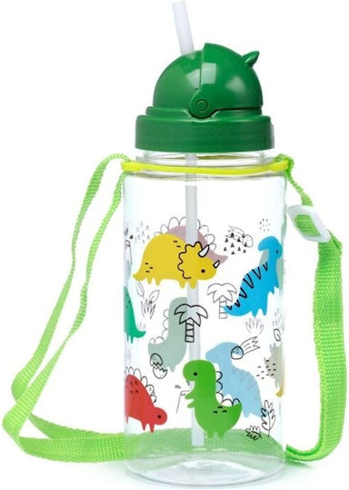 Puckator Plastic Kids Water Bottle with Straw Green 450ml