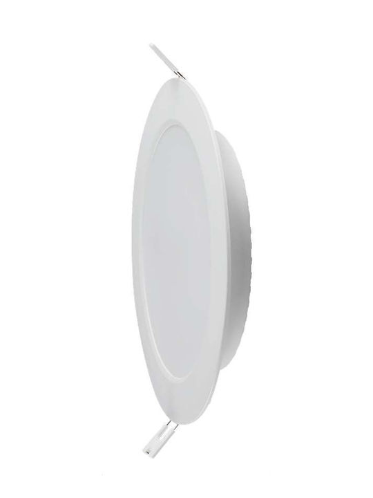 V-TAC Στρογγυλό Χωνευτό LED Panel 12W με Φυσικό Λευκό Φως 4000K 17εκ.