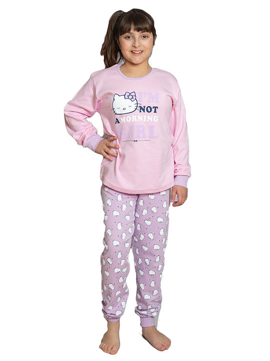 Nina Club Kinder Schlafanzug Winter Baumwolle Rosa