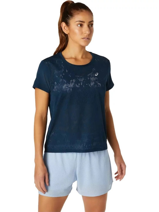 ASICS Ventilate SS Women's Athletic Blouse Short Sleeve Navy Blue