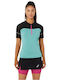 ASICS Fujitrail Women's Athletic Blouse Short Sleeve Turquoise