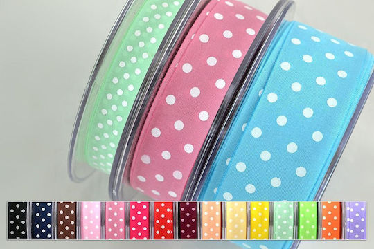 Kappa Decor Fabric Ribbon Polka Dot Red 25mm 18m 1pcs