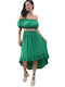 Mohicans Black Line Set with Midi Skirt in Green color