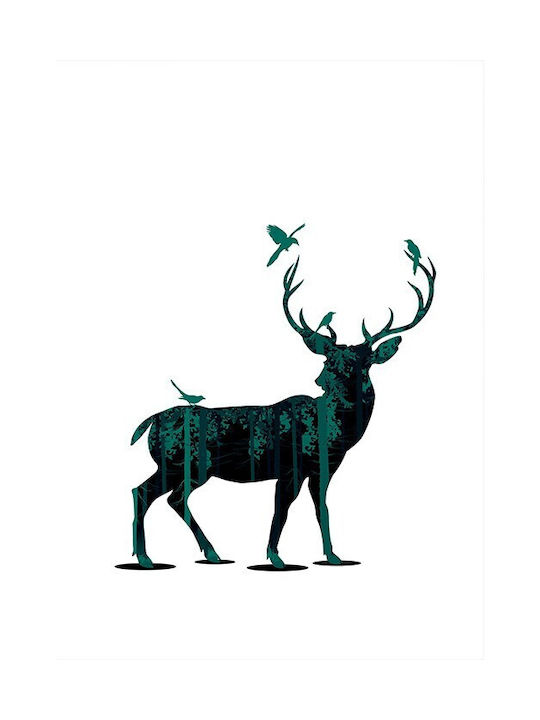 Walls Poster Green Floral Deer And Birds 15x20cm