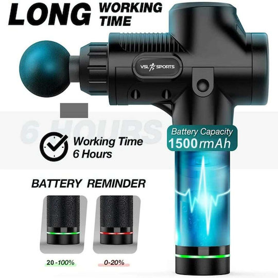 VSL Sports Hypergun X Пистолет Масаж Shiatsu за Врат Кръст Гръб Крака Тяло и Ръце против целулит с Вибрация Черен