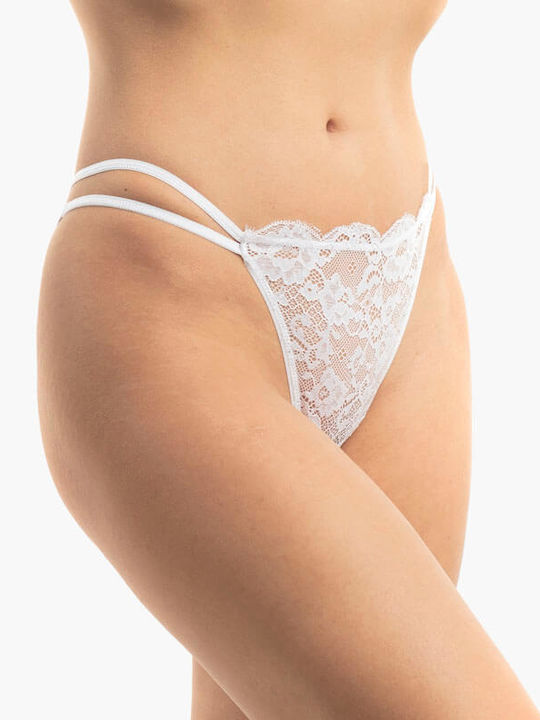 A.A UNDERWEAR Γυναικείο String με Δαντέλα Λευκό