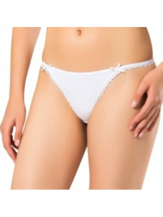 Βαμβακερό Γυναικείο Slip με Δαντέλα Λευκό