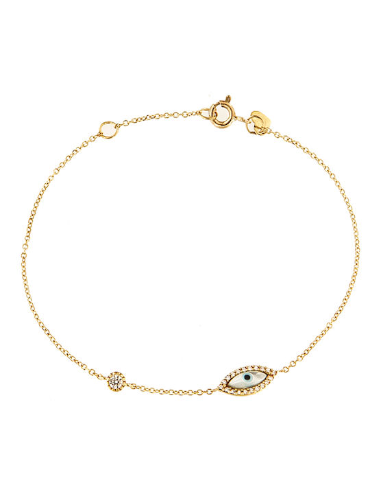 Kosmima Shop Bracelet Chain with design Eye made of Gold 9K