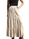 Women's long skirt with buttons light beige (DRE153)