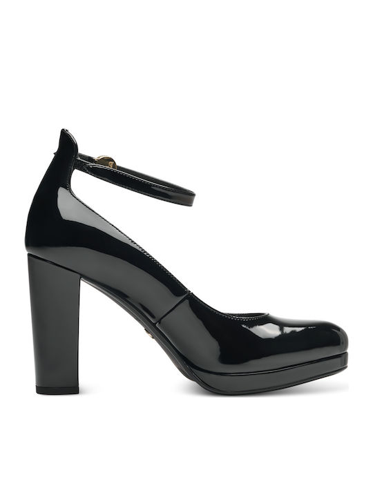 Tamaris Patent Leather Black High Heels with Strap 1-24418-41-018