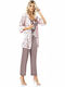 Kal-tsa Sommer Damen Satin,σατεν Robe mit Pyjama Beige
