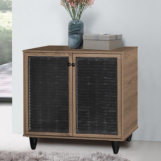 Holz Schuhorganisator Ronan Mit 2 Regalen Braune 70,5x35x66cm 249-000001