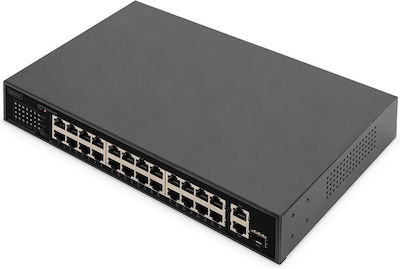 Digitus Unmanaged L2 PoE+ Switch with 24 Gigabit (1Gbps) Ethernet Ports and 1 SFP Port