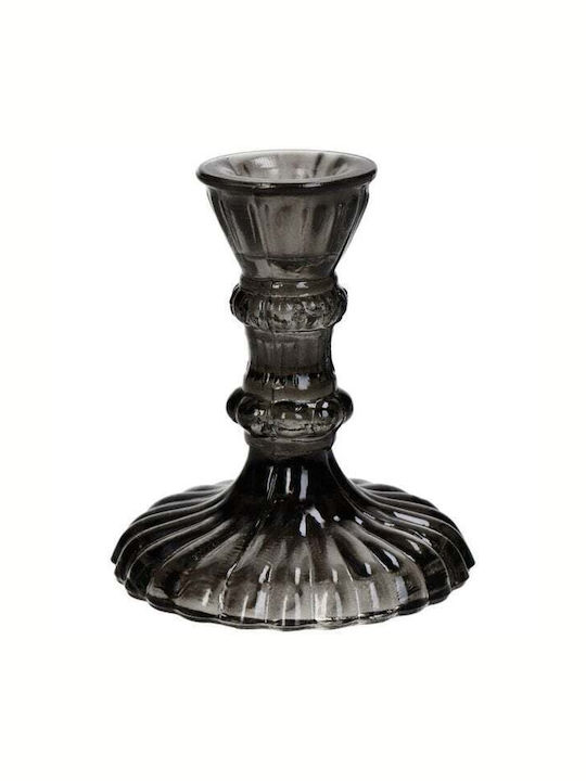 GLASS CANDLE HOLDER 8.5X10CM BLACK