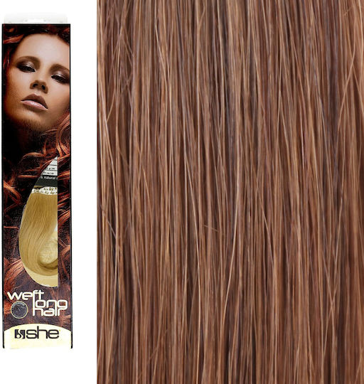She Haarteile mit Echthaar in Kastanie Farbe 17 55cm Weft Long Hair No. 17