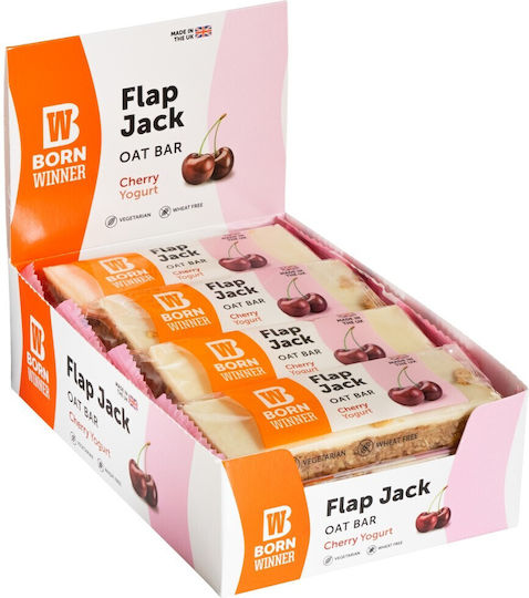 Born Winner Flap Jack Müsliriegel mit Hafer Nüsse Energie Flapjack mit Kirsche Joghurt (12x100gr)