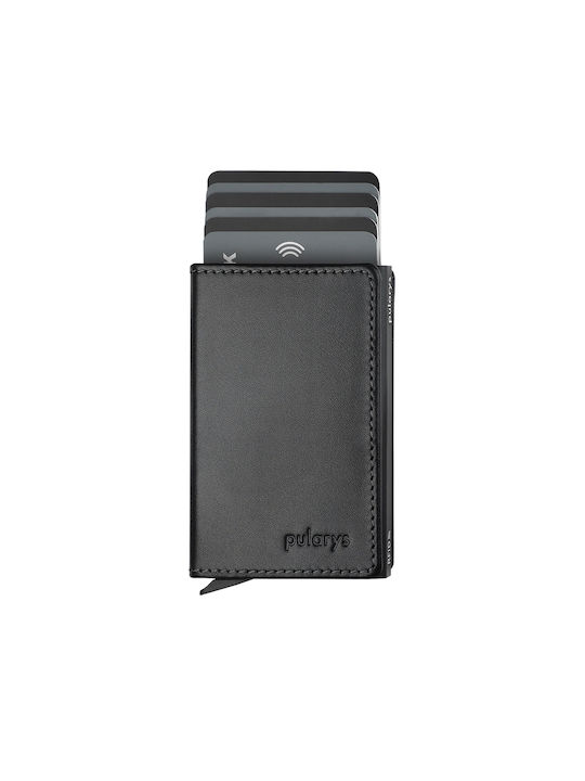 Pularys Men's Leather Card Wallet with RFID Black