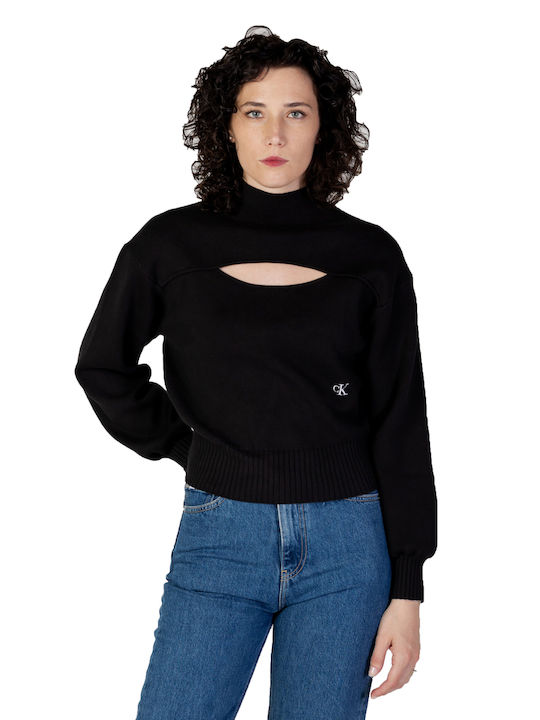 Calvin Klein Damen Langarm Pullover Baumwolle Schwarz