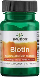 Swanson Biotin Vitamina pentru Părul & Pielea 10000mcg 60 file