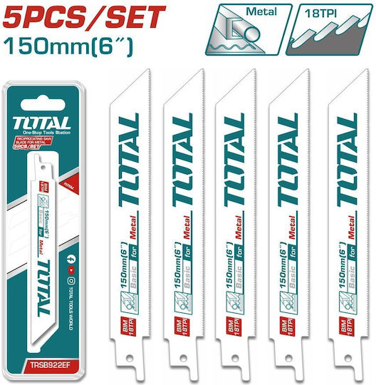 Total Jig Saw Blade for Metal 150mm 5pcs TRSB922EF