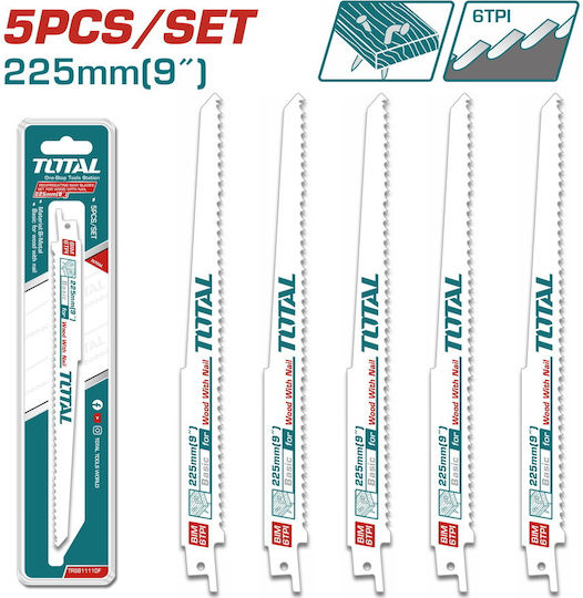 Total Jig Saw Blade for Wood 225mm 5pcs TRSB1111DF