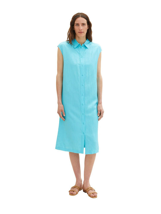 Tom Tailor Καλοκαιρινό Mini Σεμιζιέ Φόρεμα Γαλάζιο