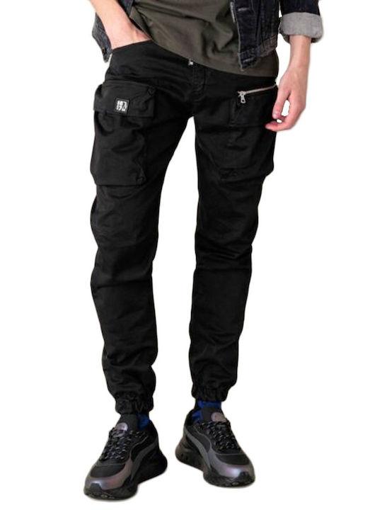 Cover Jeans Ανδρικό Παντελόνι Cargo Ελαστικό Μαύρο