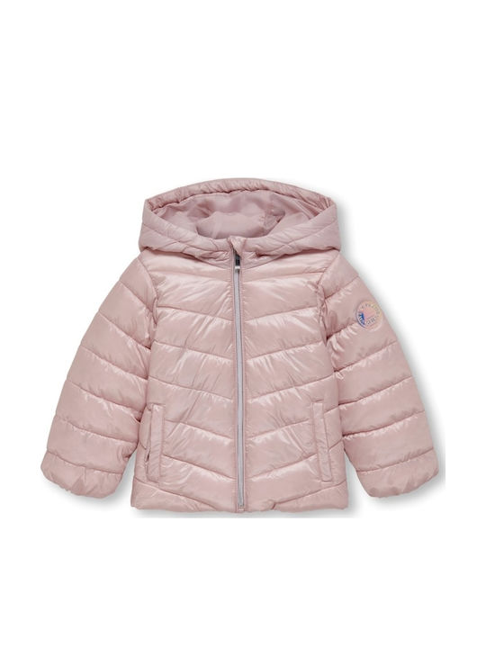 Kinder Steppjacke Kurz mit Kapuze Rosa