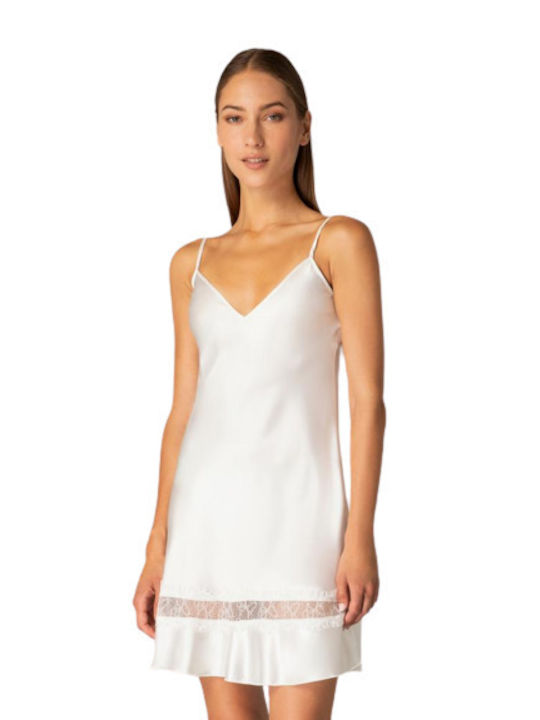 Milena by Paris Summer Satin Women's Nightdress White