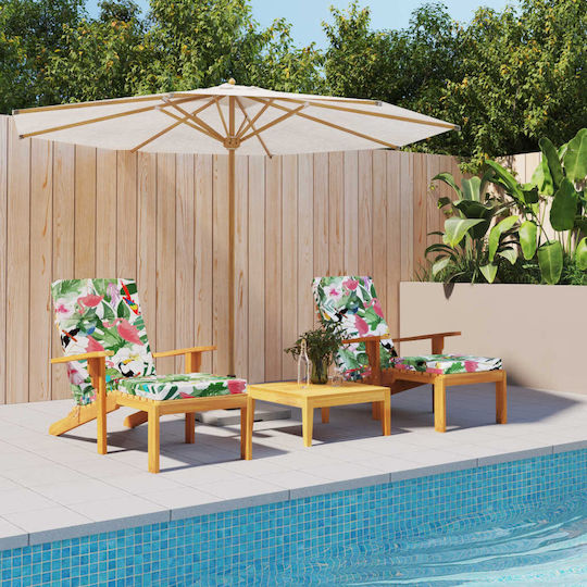 vidaXL Waterproof Sunbed Cushion with Backrest Multicolour 2 Pieces 55x180cm