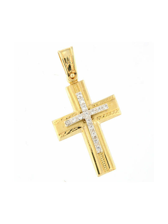 Ios Damen Gold Kreuz 14K mit Kette