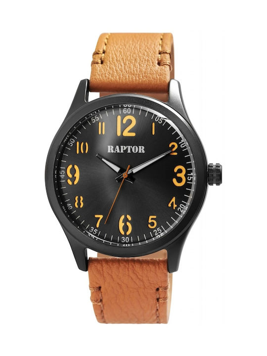 Raptor Watch Battery with Brown Leather Strap