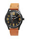 Raptor Men's Watch Battery with Brown Leather Strap
