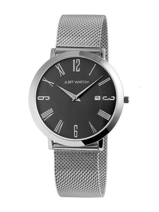 Just Watch Men's Watch Battery with Silver Stainless Steel Bracelet