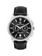 Men's Watch Chronograph Automatic with Black Leather Strap