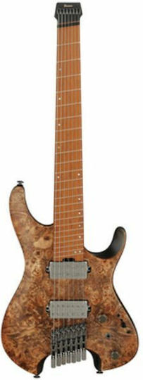 Electric Guitar 7 Strings ST Style with HH Pickups Arrangement Antique Brown Stained with Case