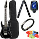 Harley Benton BK Set Electric Guitar With Shape Stratocaster and HH Pickups Layout Black Color