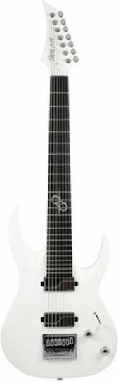 Solar Guitars Electric Guitar 7 Strings Stratocaster With HH Pickups Arrangement Pearl White Matte