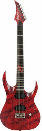 Solar Guitars Elektrische Gitarre Stratocaster mit HH Tonabnehmerkonfiguration Rot