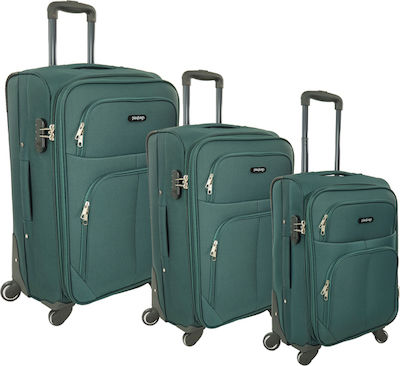 Playbags FW877 Travel Suitcases Fabric Green with 4 Wheels Set of 3pcs