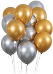 Set of 12 Balloons Latex Gold Round